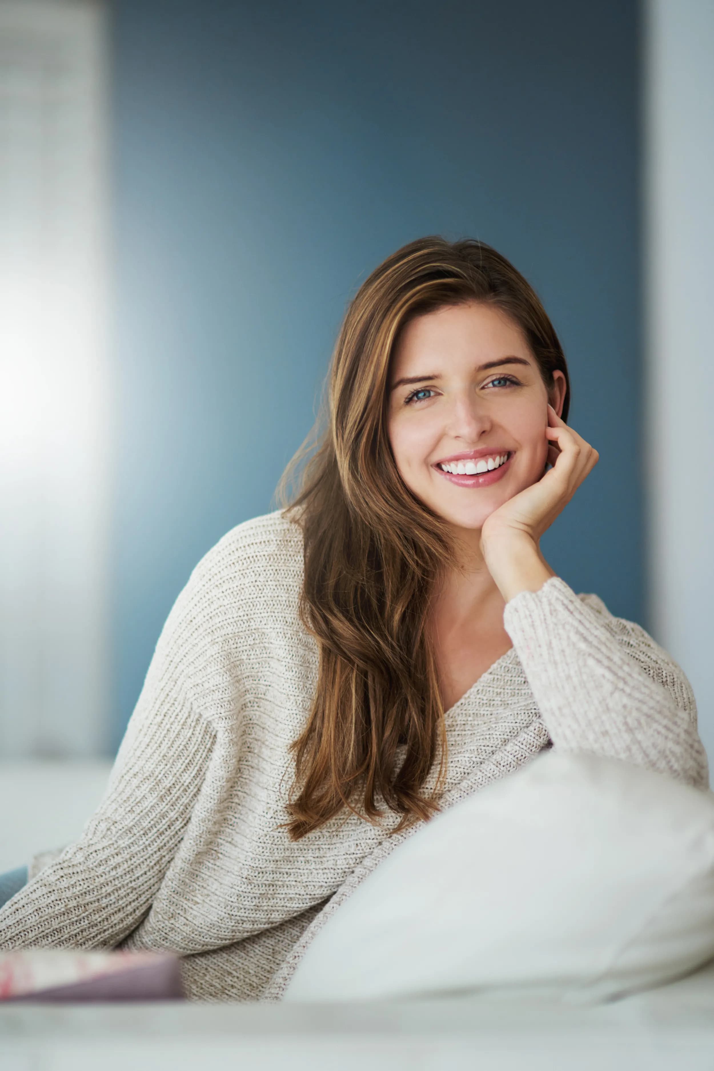 Relaxed patient enjoying her smile after visiting Cy Becker Dental